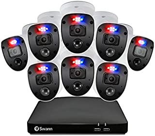 Swann Home Security Camera System 8 Channel 8 Cameras DVR CCTV, Wired Surveillance 1080p Full HD + 1TB HDD, Color Night Vision, Heat & Motion Sensing, Alexa + Google, SWDVK-846808SL