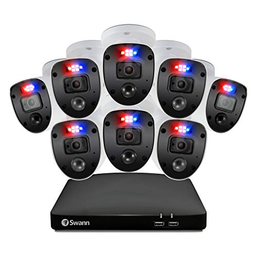 Swann Home Security Camera System 8 Channel 8 Cameras DVR CCTV, Wired Surveillance 1080p Full HD + 1TB HDD, Color Night Vision, Heat & Motion Sensing, Alexa + Google, SWDVK-846808SL