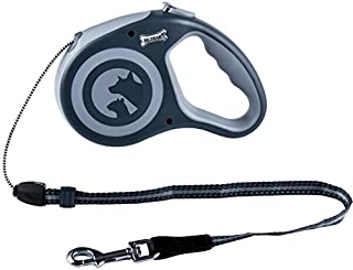 EC.TEAK Retractable Dog Leash, 26FT Dog Walking Leash for Medium Large Dogs up to 77lbs, One Button Break & Lock, Heavy Duty No Tangle. Grey, Large