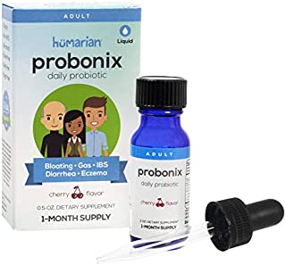 Probonix Probiotics for Adults, Organic, Non-GMO Liquid Probiotic Drops, 12 Live Probiotic Strains, Lactobacillus Acidophilus, Helps Gas, IBS, Lactose Intolerance, and More - Cherry - 1 Month Supply