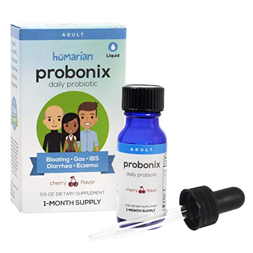 Probonix Probiotics for Adults, Organic, Non-GMO Liquid Probiotic Drops, 12 Live Probiotic Strains, Lactobacillus Acidophilus, Helps Gas, IBS, Lactose Intolerance, and More - Cherry - 1 Month Supply