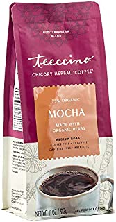 Teeccino Chicory Coffee Alternative - Mocha - Ground Herbal Coffee Thats Prebiotic, Caffeine-Free & Acid Free, Medium Roast, 11 Ounce