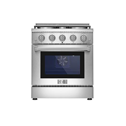 Empava 30 in. 4.2 cu. ft. Pro-Style Slide-In Single Oven Gas Range with 4 Sealed Ultra High-Low Burners-Heavy Duty Continuous Grates in Stainless Steel, 30 Inch