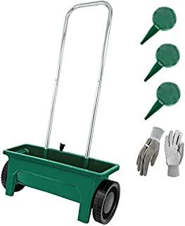 Hortem Seed Spreader Set Include 12L Flower Plant Seeder and 3PCS Seed Dispenser, Garden Lawn Fertiliser Spreader (Green)