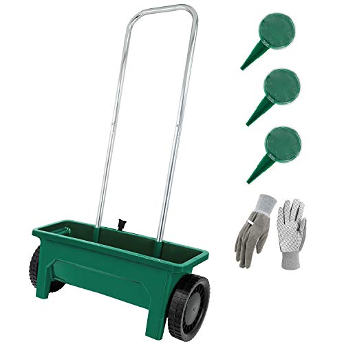 Hortem Seed Spreader Set Include 12L Flower Plant Seeder and 3PCS Seed Dispenser, Garden Lawn Fertiliser Spreader (Green)