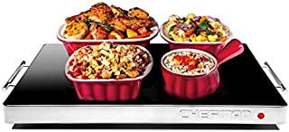 Chefman Electric Warming Tray with Adjustable Temperature Control, Perfect For Buffets, Restaurants, Parties, Events, and Home Dinners, Glass Top Large 21 x 16 Surface Keeps Food Hot  Black