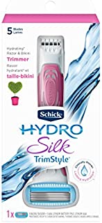 Schick Hydro Silk TrimStyle Moisturizing Razor for Women with Bikini Trimmer,1 Count