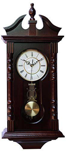 Wall Clocks: Grandfather Wood Wall Clock with Chime. Pendulum Wood Traditional Clock. Makes a Great Housewarming or Birthday Gift.. vmarketingsite Wall Clock Chimes Every Hour with Westminster Melody