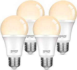 Smart Alexa Light Bulb 75W Equivalent E26 8W Upgraded Gosund Led WiFi Bulb A19 Dimmable Works with Amazon Echo Google Home, 2.4Ghz WiFi Only, No Hub Required Warm White 4 Pack