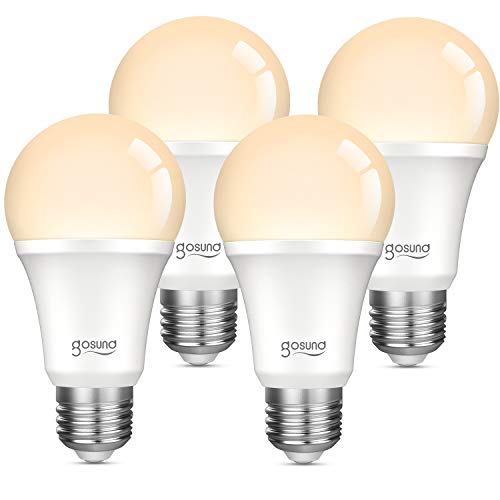 Smart Alexa Light Bulb 75W Equivalent E26 8W Upgraded Gosund Led WiFi Bulb A19 Dimmable Works with Amazon Echo Google Home, 2.4Ghz WiFi Only, No Hub Required Warm White 4 Pack