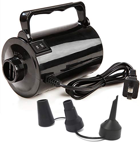 Electric Air Pump for Inflatable Pool Toys - High Power Quick-Fill Air Mattress Inflator Deflator Pump for Pool Float Raft Airbed with 3 Nozzles, 320W, 110V AC, 1.6PSI, Air Flow 26CFM, Black