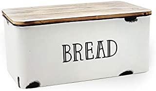 AVV Farmhouse Bread Box for Kitchen Countertop Metal White Loaf of Bread Storage Container Large Vintage Bin Retro Rustic Counter Homemade