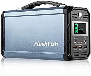 300W Solar Generator, FlashFish 60000mAh Portable Power Station Camping Potable Generator, CPAP Battery Recharged by Solar Panel/Wall Outlet/Car, 110V AC Out/DC 12V /QC USB Ports for CPAP Camp Travel