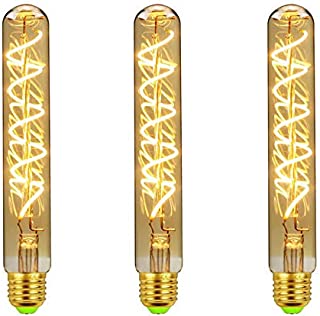 T185/T30 LED Tube Bulbs Dimmable 4W Vintage Edison LED Bulbs LED Tubular Spiral Filament Light Bulb, 4W(25W-40W Equivalent),Warm White 2000K,E26/E27 Base,3 Pack
