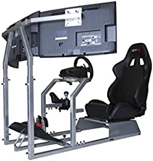 GTR Simulator - GTA-F Model Racing Simulator Triple or Single Monitor Stand with Adjustable Leatherette Seat, Racing Simulator Cockpit Gaming Chair Single Monitor Stand