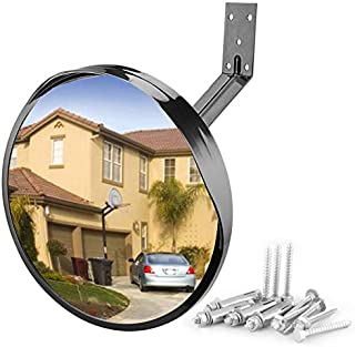 Convex Mirror for Garage and Driveway Park Assistant, 12 inch Adjustable Wide Angle View Curved Security Mirror by Angooni(Support Indoor and Outdoor)