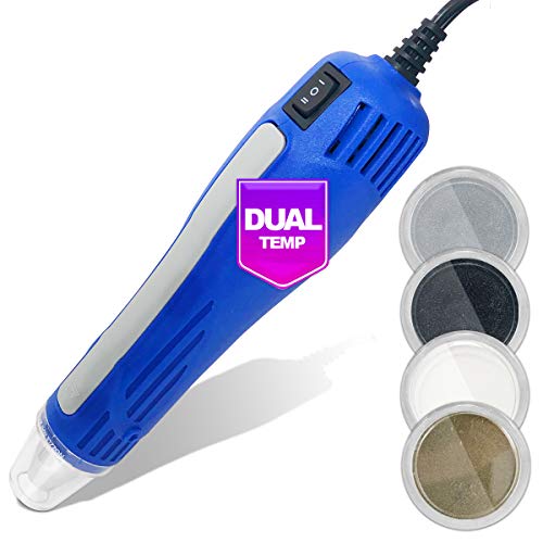 Embossing Heat Tool Heat Gun, Dual Temperature Speed Professional Heat Tool for EVA Foam Cosplay, Crafts, Embossing Arts, Candles, Shrink Wrap, with 4 Embossing Powders