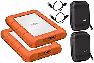 LaCie 2 Pack 1TB Rugged Mini USB 3.0 (USB 2.0 Compatible) External Hard Drives Compatible with Mac and PC - Water and Drop Resistance with Compact Pocket Cases