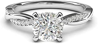 14k White Gold 4-Prong Petite Twisted Vine Simulated 1.0 CT Diamond Engagement Ring Promise Bridal Ring (9)