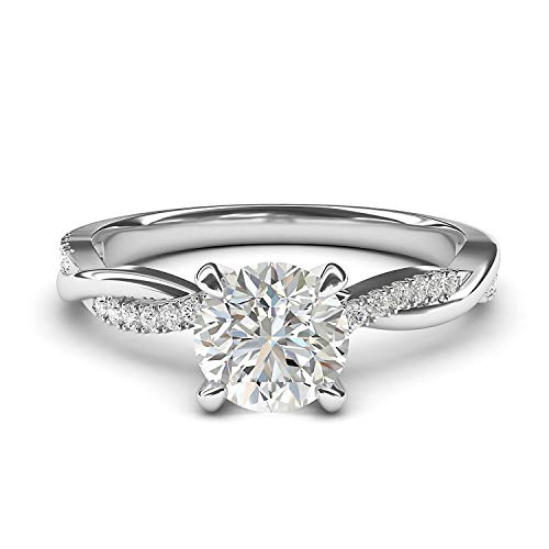 14k White Gold 4-Prong Petite Twisted Vine Simulated 1.0 CT Diamond Engagement Ring Promise Bridal Ring (9)