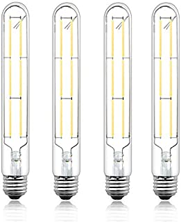 Bonlux T10 Tubular LED Filament Bulb, 6W Dimmable E26 Tubular Edison Tube Filament LED Light 60W Halogen Replacement Bulb for Display, Cabinet, Showcase, Piano Lighting, Daylight 6000K(4-Pack)