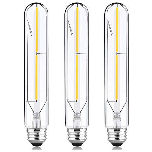 HXMLS Dimmable T10 LED Bulbs,2700K Warm White T30 LED Tubular Edison Light Bulbs 4W Tube Vintage Led Bulbs 40 Watt Equivalent,E26 Medium Base 400LM,Clear Glass Cover, 7.5in,(3-Pack)