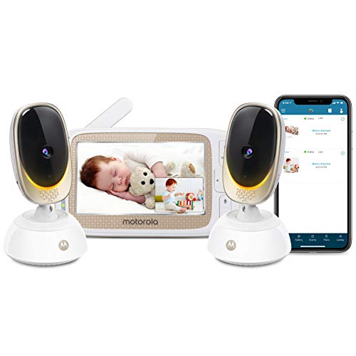 Motorola Connect85-2 Video Baby Monitor  5 Parent Unit and WiFi HD Viewing  Two Cameras with Mood Light, Remote Pan Scan, Digital Tilt/Zoom, 2-Way Talk, Night Vision, Temp Sensor