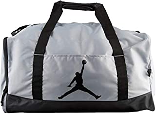 NIKE Air Jordan Jumpman Duffel Sports Gym Bag Gear Tote Carry On Luggage Wet Dry Pocket Water Resistant (Wolf Grey/Black)