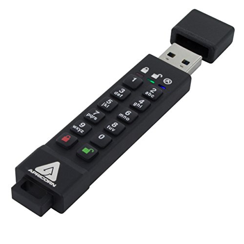 Apricorn Aegis Secure Key 3Z 128GB 256-bit AES XTS Hardware Encrypted FIPS 140-2 Level 3 Validated Secure USB 3.0 Flash Drive (ASK3Z-128GB), black