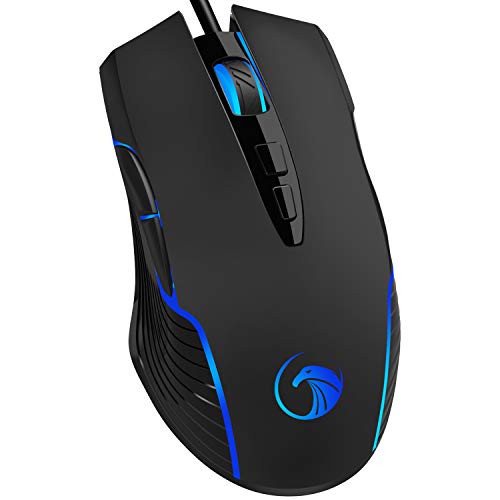 NPET M70 Wired Gaming Mouse, 7200 DPI, 7 Programmable Buttons, LED Backlit, Ergonomic Optical PC, Comfortable Computer Gaming Mice for Windows 7/8/10/XP Vista Linux, Black (M70 Wired Gaming Mouse)