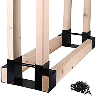 Mofeez Outdoor Firewood Log Storage Rack Bracket Kit,Fireplace Wood Storage Holder-Adjustable to Any Length