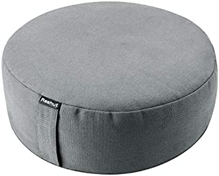 REEHUT Zafu Yoga Meditation Cushion, Round Meditation Pillow Filled with Buckwheat, Zippered Organic Cotton Cover, Machine Washable - 4 Colors and 3 Sizes (Grey, 13