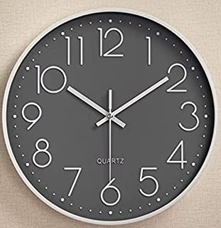 DORBOKER Wall Clock - 12 Inch Modern Wall Clocks Battery Operated Silent Non Ticking Digital Easy to Read Wall Clocks for Living Room Decor Home Kitchen School Office (Gray White)