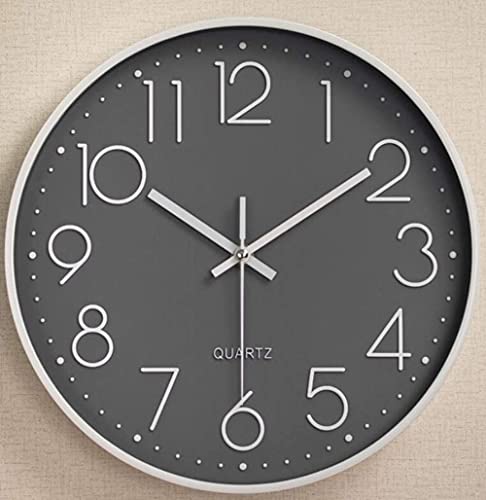 DORBOKER Wall Clock - 12 Inch Modern Wall Clocks Battery Operated Silent Non Ticking Digital Easy to Read Wall Clocks for Living Room Decor Home Kitchen School Office (Gray White)