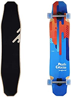 WHOME Pro Design 44 Inch Longboard Skateboard Complete - Dancing Free Style Slide Cruiser - Fresh Cream Longboards for Adult Kid & Beginner