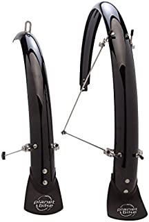 Planet Bike Hardcore Bike Front and Rear Fender Set, 700C x 45mm, Bike Mount, Black, Plastic Mudguard