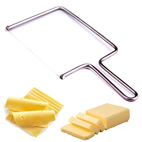 Cheese Slicer Wire Cutter - Cheese Knives Slicers with Wire - Handheld Butter Cutter Tools for Soft Hard Block - Easy Fast Cutting Hard Or Semi Hard Block Cheeses - With Extra Wire