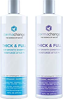 Natural Hair Growth Shampoo and Conditioner Set - Sulfate Free, Vegan, Thicker Hair Regrowth with Vitamins - Hair Loss & Thinning Products - Curly or Color Treated Hair - For Men and Women - (16oz)