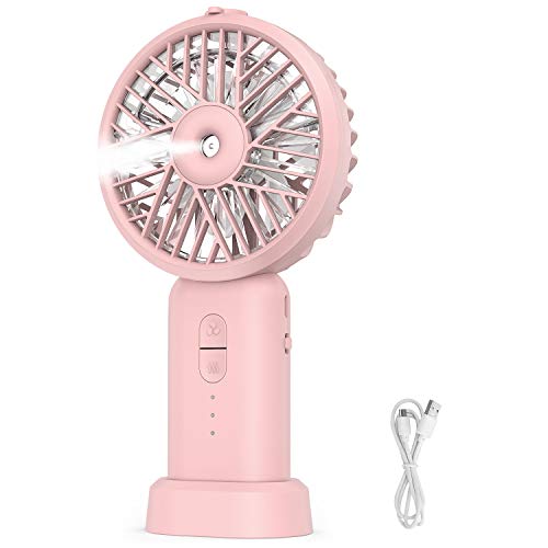 Handheld Misting Fan, Mini USB Rechargeable Battery Operated Misting Fan, Portable Personal Fan with Spray Bottle, Small Water Spray Fan for Office, Home, Dorm, Outdoor and Travel