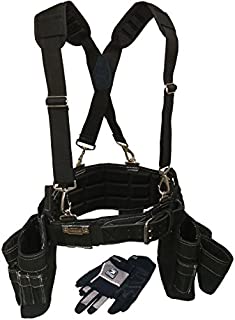 Gatorback Professional Carpenter's Tool Belt Deluxe Package (Tool Belt, Gloves, Suspenders, Drill Holster). Extreme Comfort and Durability (Small 26