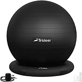 Trideer Ball Chair  Exercise Stability Yoga Ball with Base for Home and Office Desk, Ball Seat, Flexible Seating with Ring & Pump, Improves Balance, Back Pain, Core Strength & Posture