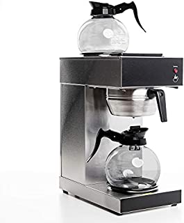 SYBO RUG2001 Commercial Grade Pour Over Coffee Maker and Brewer with 2 Glass Carafes and Kettle Warmer, 12-Cup Capacity, Stainless Steel