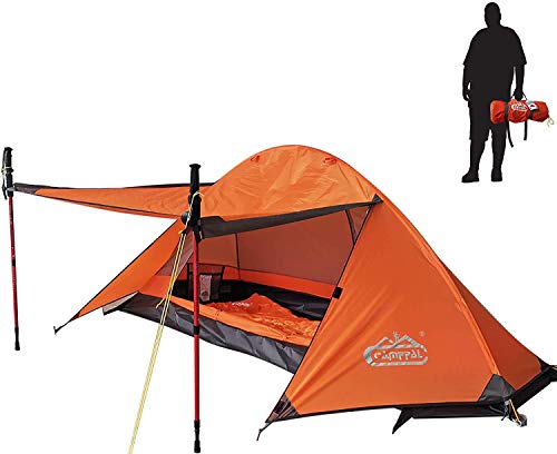 camppal 1 Person Tent Backpacking Camping Hiking Mountain Hunting Tent Lightweight and Waterproof for 4 Season Extreme Space Saving Single Bracket (MT051) (Orange)