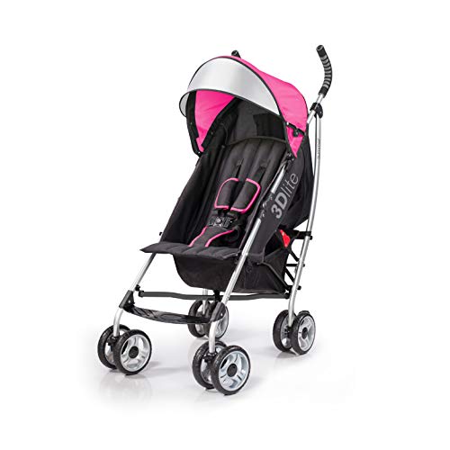 Summer 3Dlite Convenience Stroller, Pink  Lightweight Stroller with Aluminum Frame, Large Seat Area, 4 Position Recline, Extra Large Storage Basket  Infant Stroller for Travel and More