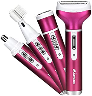OOCOME Women 4 in 1 Rechargeable Electric Epilator Hair Shaver Lady's Electric Trimmer Remover Waterproof Razor for Bikini Area Nose Armpit Arm Leg