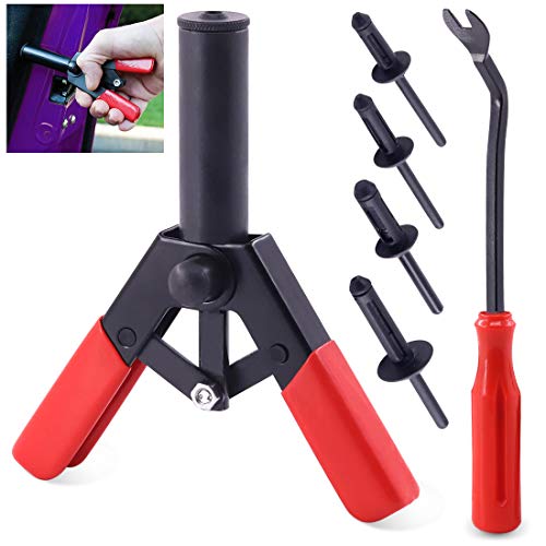 Keadic 42Pcs Plastic Riveter Rivet Gun Quick Set, Comes with 40Pcs Assorted Poly Rivets and Free Rivet Puller Remover, Perfect for Automotive Applications