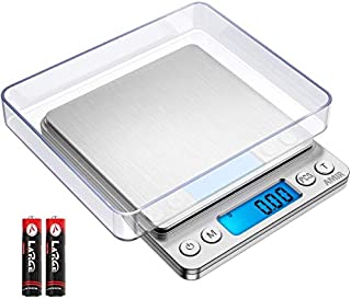 AMIR Digital Kitchen Scale Upgraded, 500g/0.01g Mini Pocket Jewelry Scale, Cooking Food Scale with Back-Lit LCD Display, 2 Trays, 6 Units, Auto Off, Tare, PCS Function, Stainless Steel