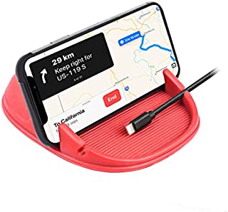 Loncaster Car Phone Holder, Car Phone Mount Silicone Car Pad Mat for Various Dashboards, Slip Free Desk Phone Stand Compatible with iPhone, Samsung, Android Smartphones, GPS Devices and More (Red)