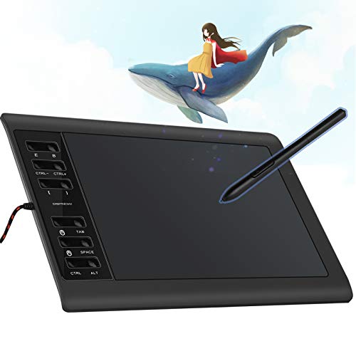 DIGITNOW 10 x 6.25 Inch Digital Graphics Drawing Tablets, Ultrathin Computer Drawing Pen Display Tablet with Battery-Free Stylus & 12 Shortcut Keys (8192 Levels Pressure Sensitive)