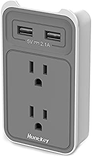 Huntkey 2-Outlet Wall Mount Cradle with Dual 2.1 AMP USB Charging Ports, SMD407